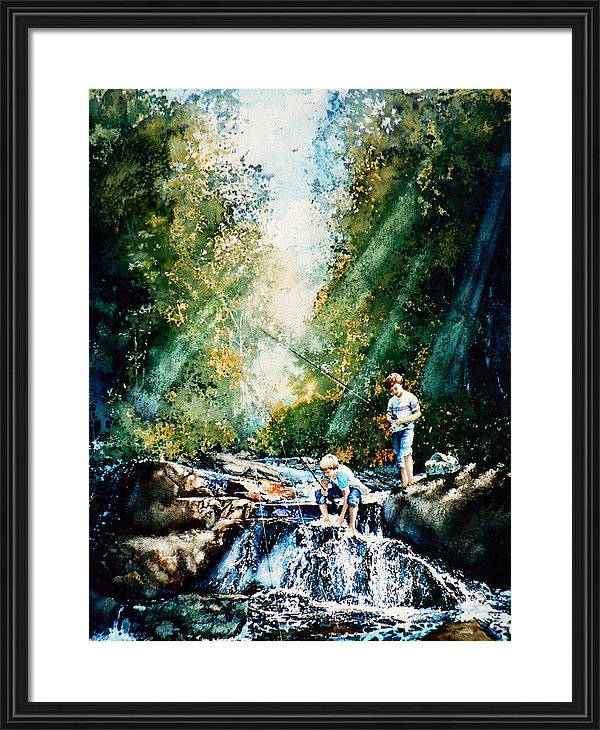 Boys Fishing In Woods Painting