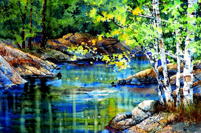 forest stream painting