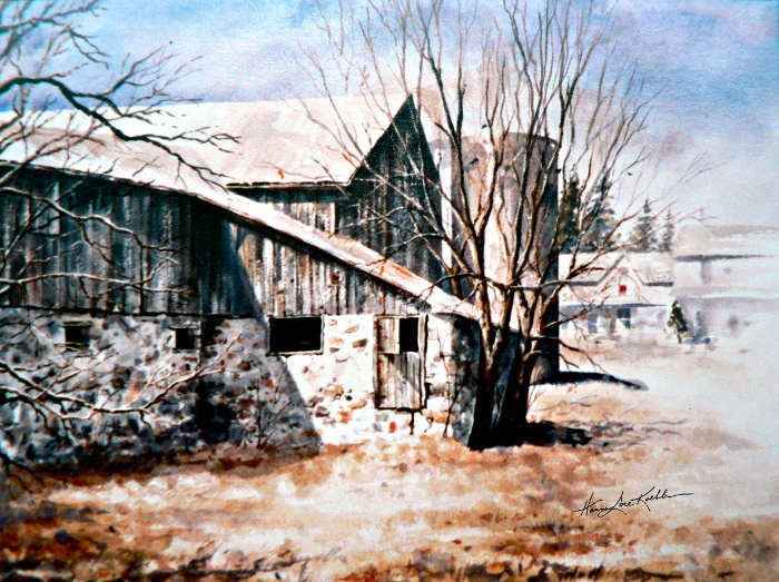 spring farm landscape painting