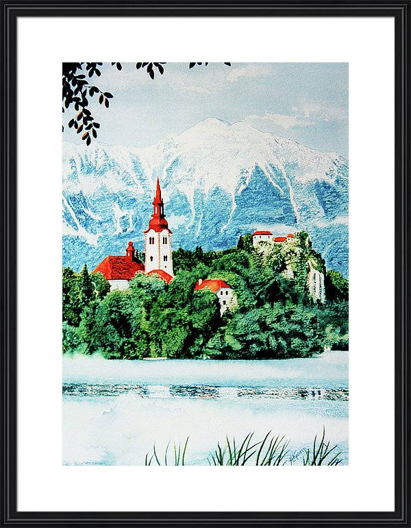 Slovenija Bled Lake Island Painting