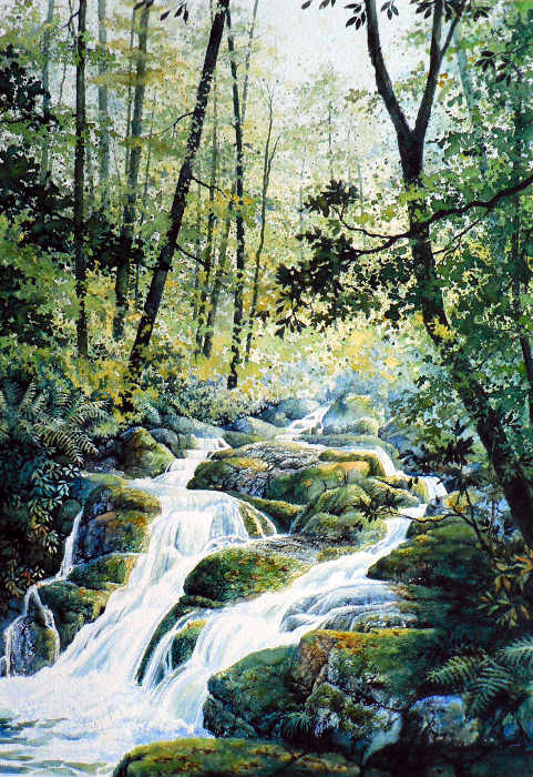 painting of forest in summer