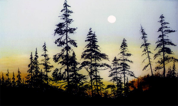 Sunrise Tree Silhouette Painting