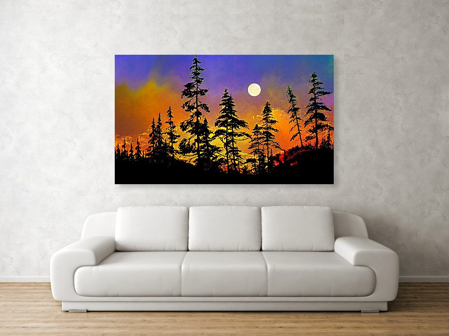 Sunrise Tree Silhouette Painting