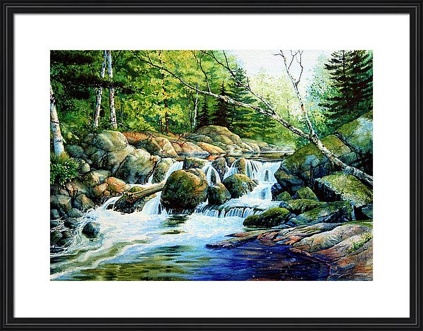 Forest River Waterfall Painting