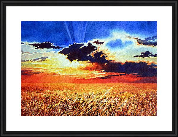 Prairie Wheatfield Sunset Landscape Painting