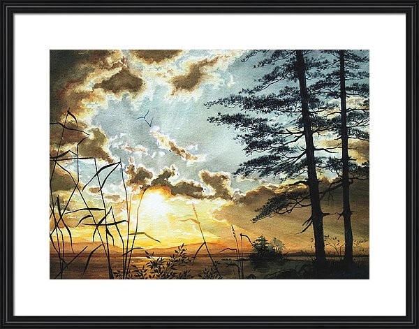 Golden Lake Sunrise Painting