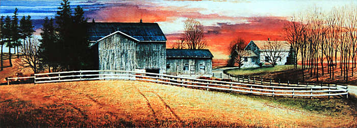 Autumn Farm Landscape Painting