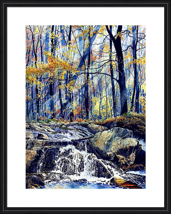 Canadian autumn forest waterfall painting