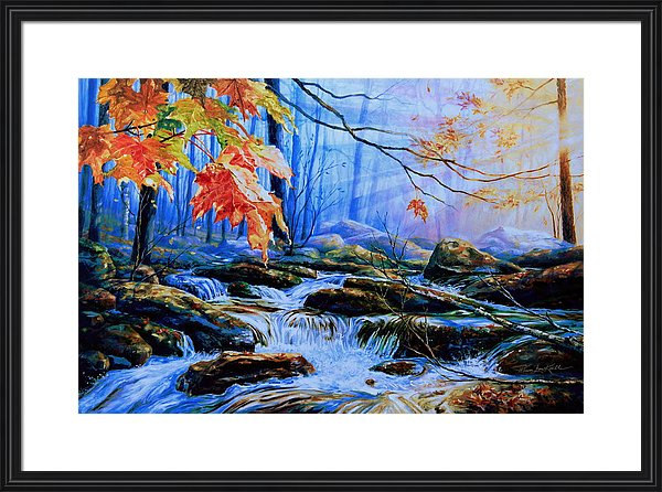Mill Creek Autumn Forest Sunrise Painting