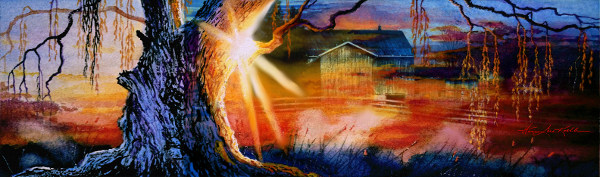 Weeping Willow Farm Sunrise Painting