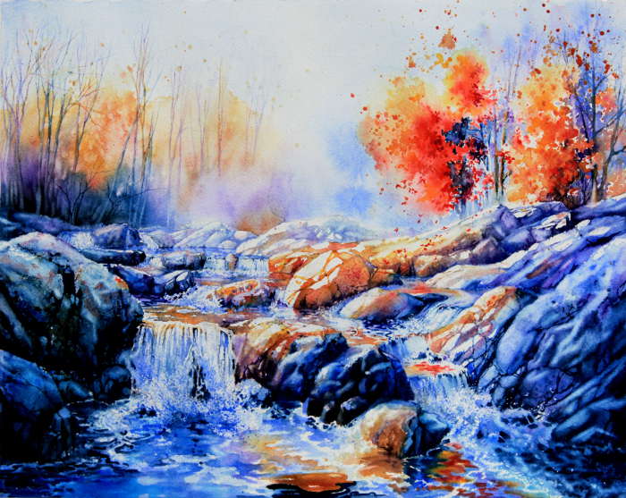 waterfall painting