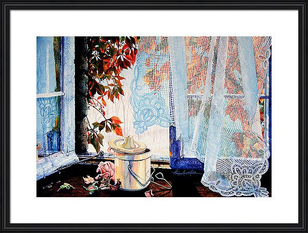 Window With Lace Curtain Painting