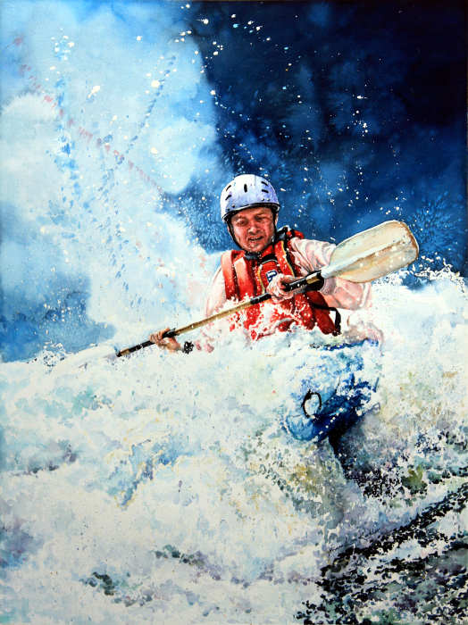 whitewater kayaking painting