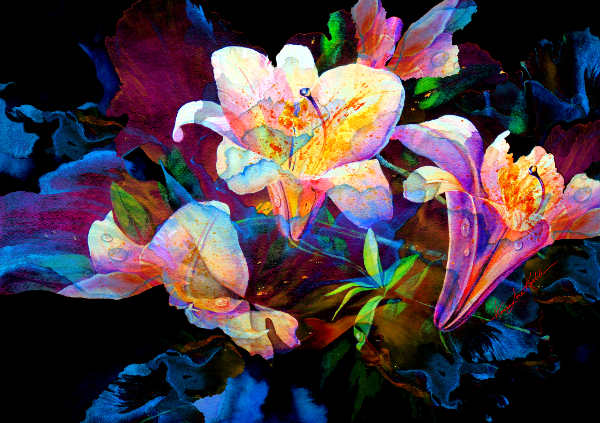 Digital Lily Painting Abstract
