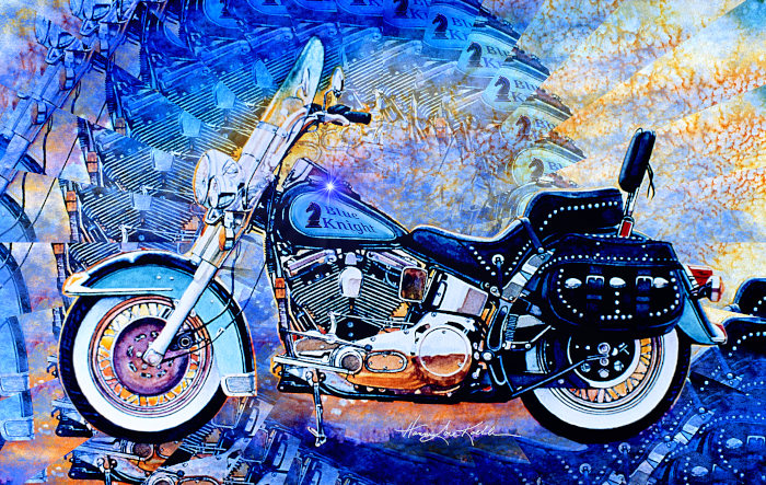 Blue Knight Motocycle Digital Art