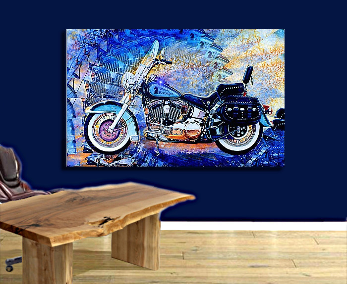 Blue Knight Motorcycle Wall Art