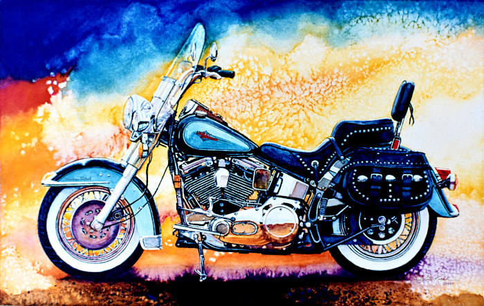 Motorcycle Watercolor Painting