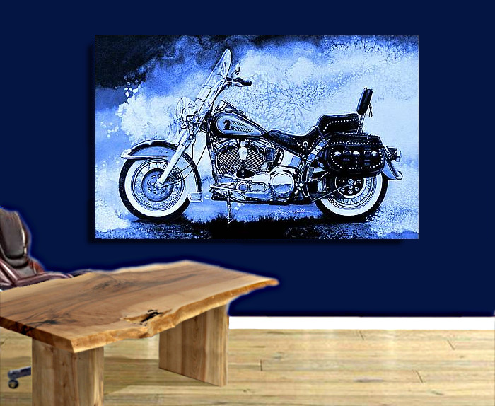 Blue Knight Motocycle Wall Art
