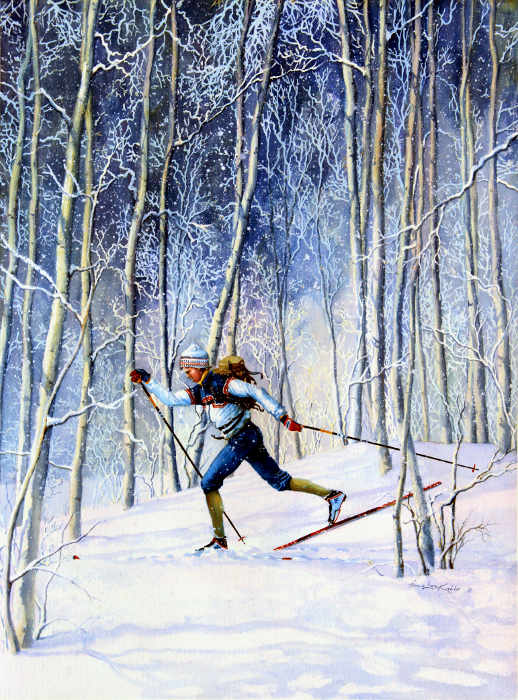 Cross-country Skiing Painting and nordic skiing sports art