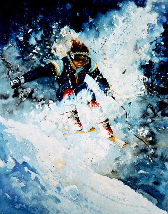 skiing painting