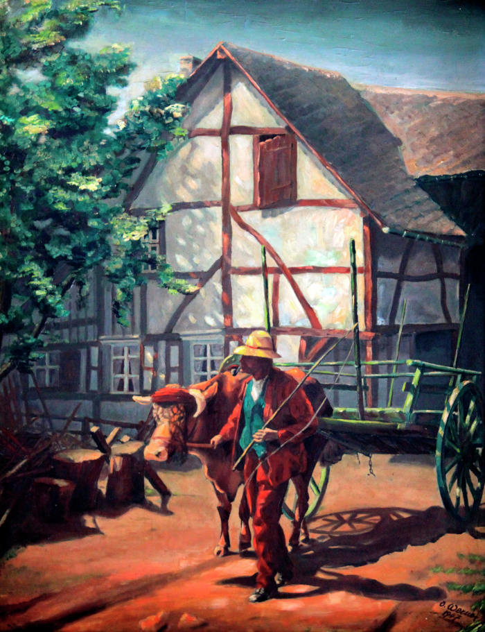 Ox Cart Oil Painting