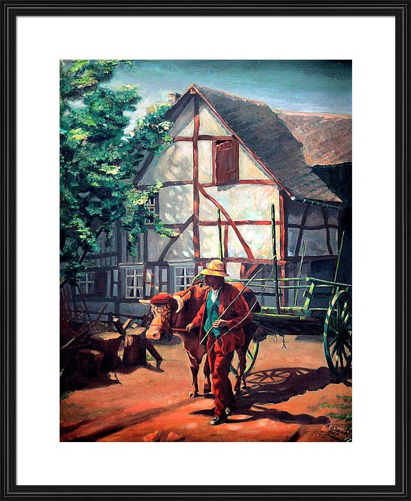 German Farmer with Ox And Cart oil painting