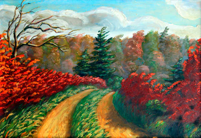 Autumn Country Trail Oil Painting