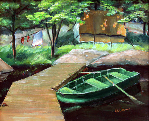 Algonquin Fishing Camp Oil Painting
