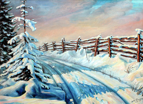 Winter Laneway Oil Painting