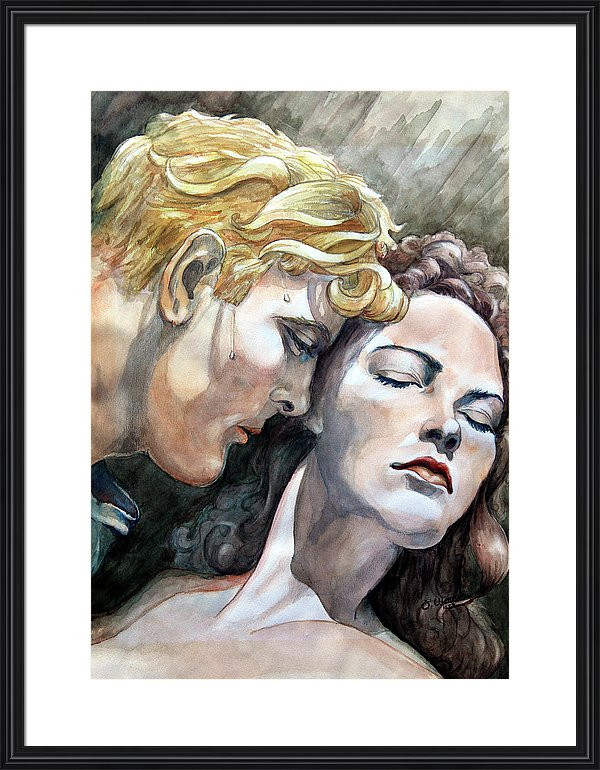 Lovers passionate embrace painting