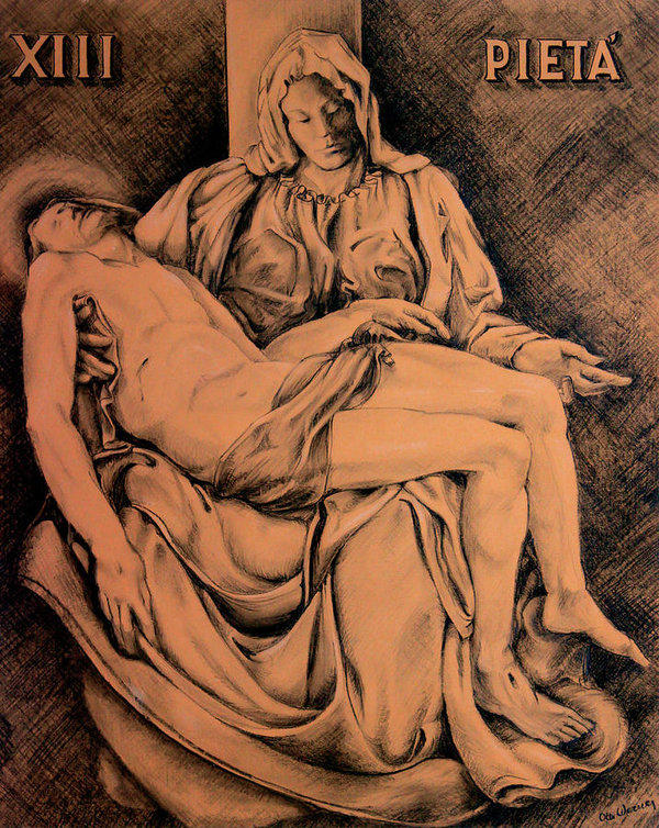 drawing of Michelangelo's Pieta