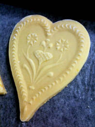 heart cookie cut out with wood cookie mold