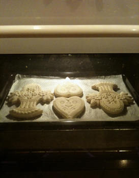 cookie mold heart cookies in oven