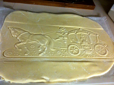 horse and coach cookie made with wood cookie mold