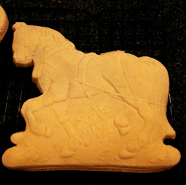 horse cookie made with wood cookie mold