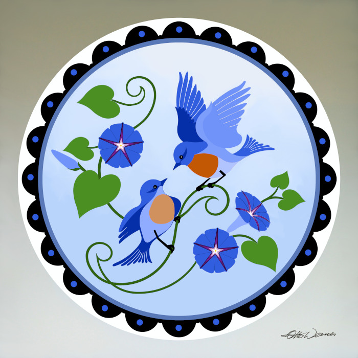 Pennsylvania Dutch Bluebird Hex Design
