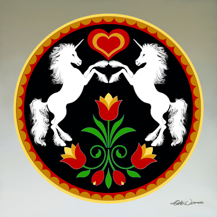 Pennsylvania Dutch Unicorn Hex Design