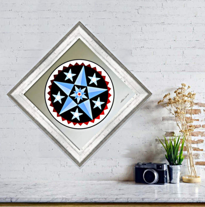 Pennsylvania Dutch Blue Star Hex Design Wall Art
