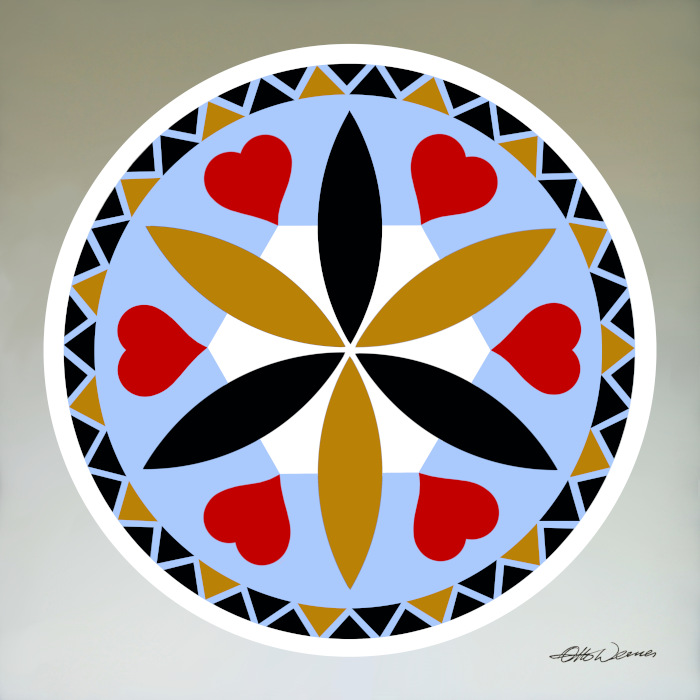 Pennsylvania Dutch Rosette Heart Hex Design