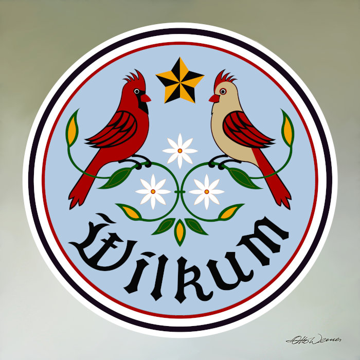 Pennsylvania Dutch Cardinal Hex Design Folk Art Prints