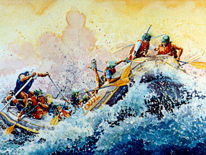 white water rafting painting
