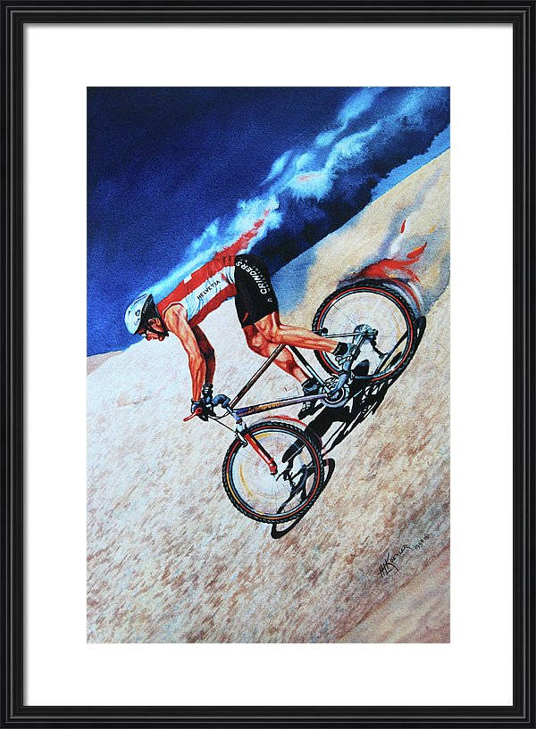 mountain biking action painting