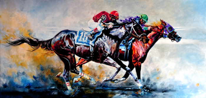 horse racing painting of the Preakness