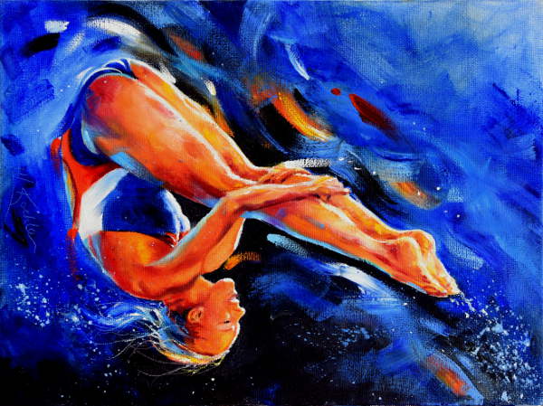 Female Diver Painting
