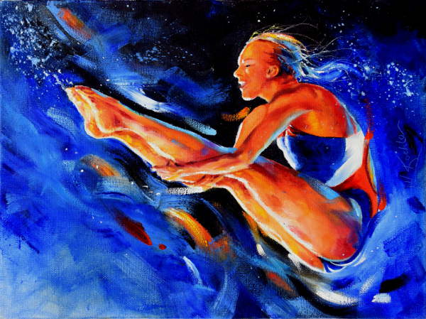 Painting Of A Female Olympic Diver