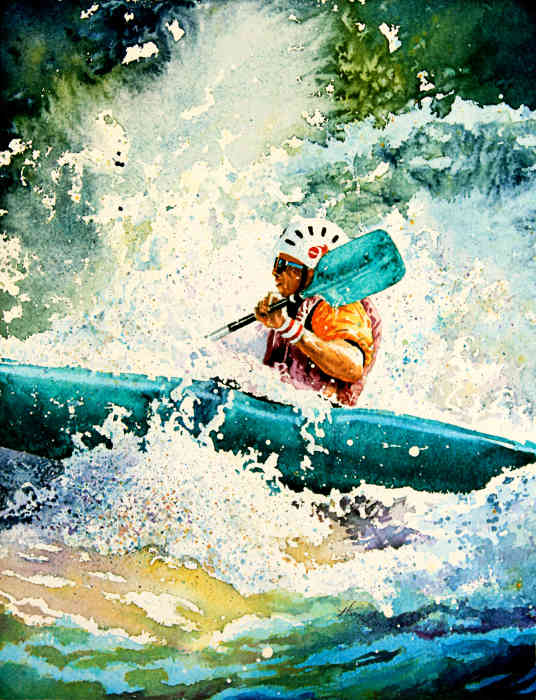 white water kayaking art