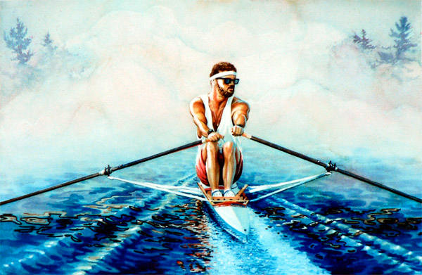 Henley Regatta watercolor scull rowing painting