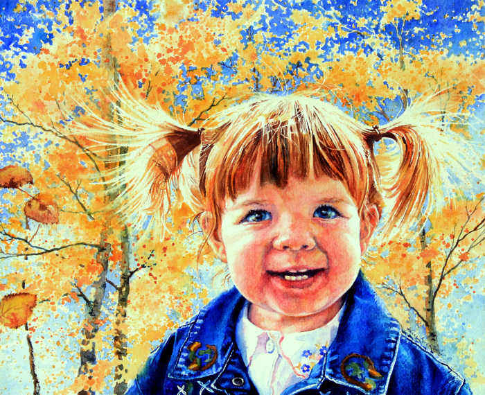 watercolor portrait of a Colorado child
