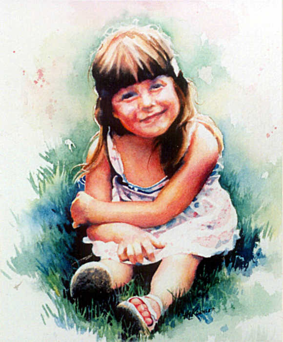 portrait of girl sitting in grass wearing pretty dress