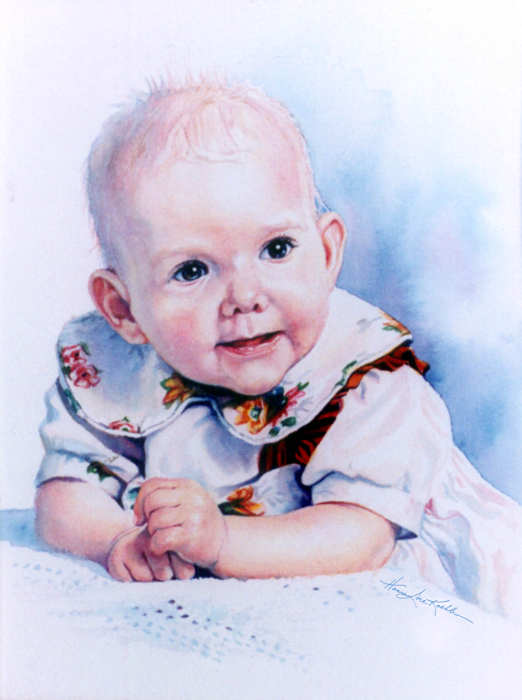 watercolor portrait of a baby